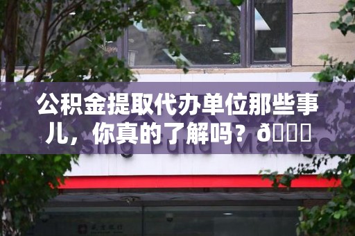 灵璧公积金提取代办单位那些事儿，你真的了解吗？😎